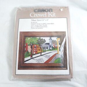 1975 Embroidery Kit Caron Crewel Embroidery Kit 6124 Village Street